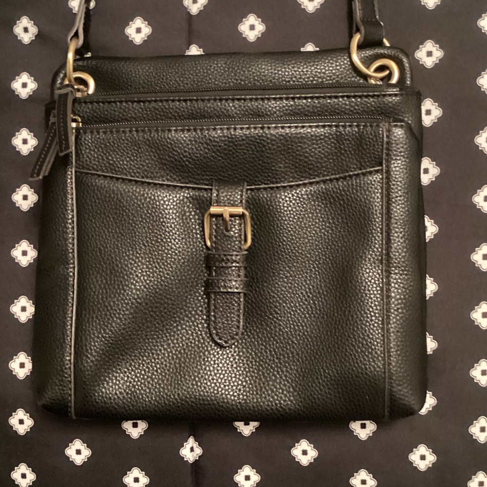 St John’s Bay Sophisticated Black Pebbled Crossbody Bag